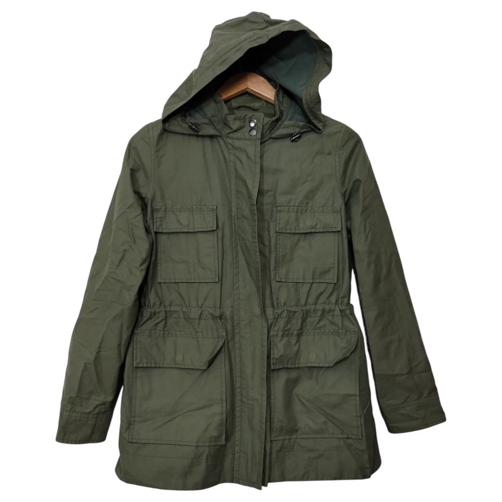 JOIE Women's Emeritte Hooded Utility Parka Full Zip Jacket Size S Military Green